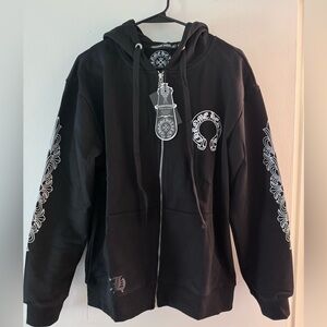 Chrome Hearts horseshoe floral cross zip up hoodie